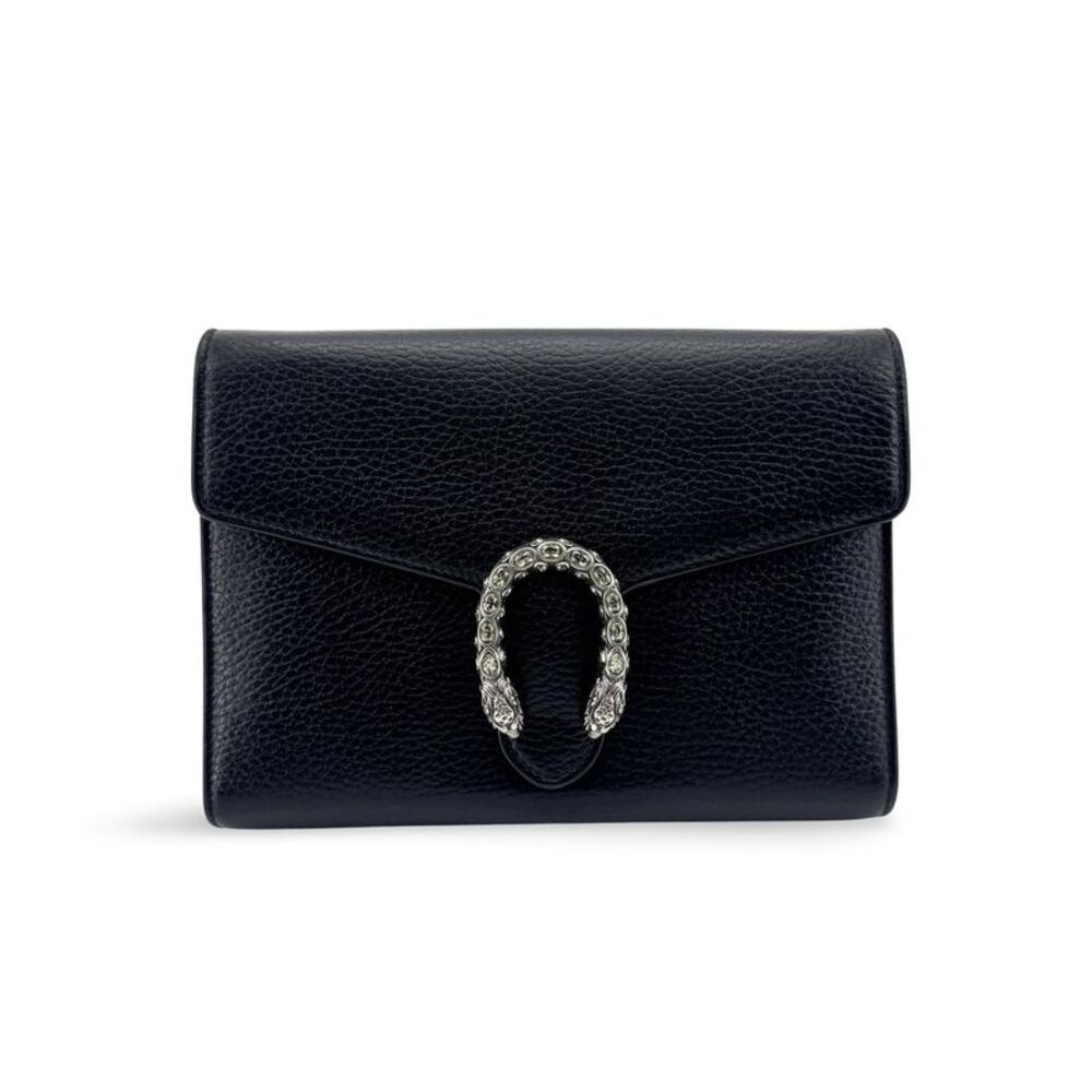 Gucci Dionysus Leather Super Mini Bag Black Silver